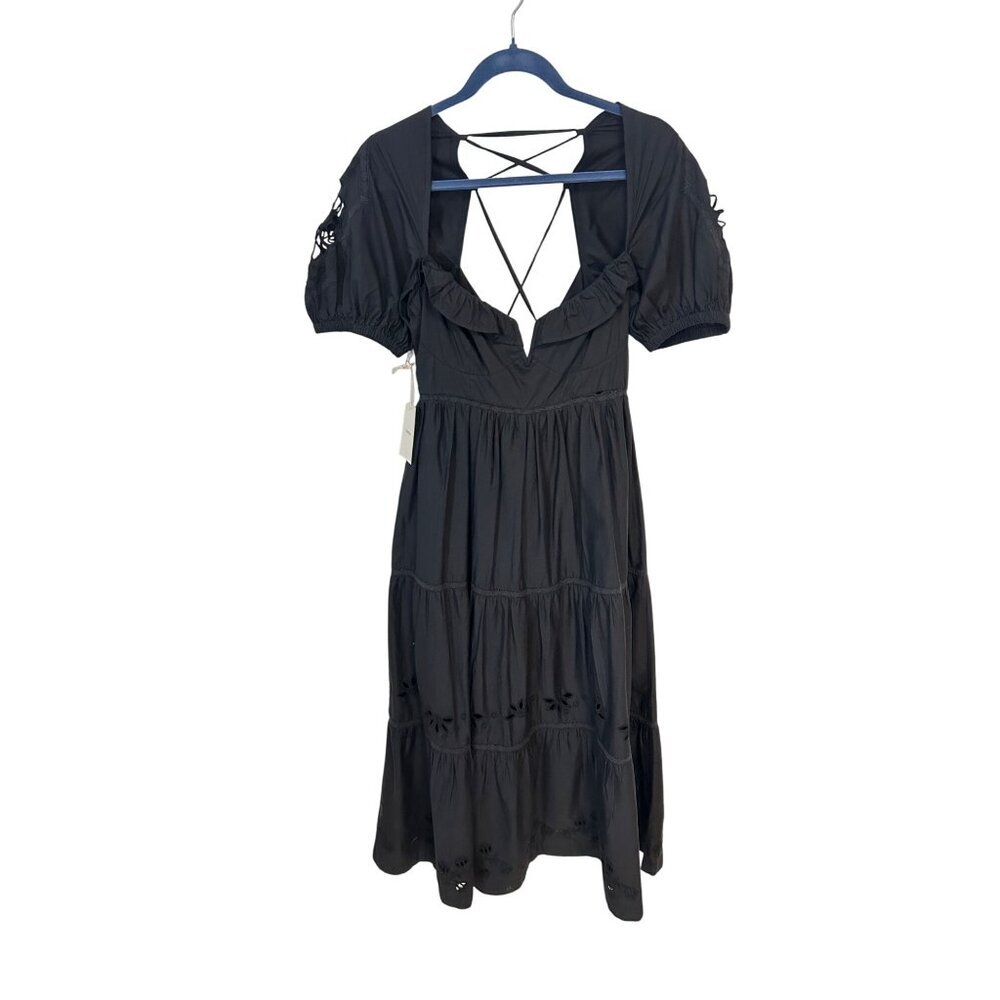 Tularosa Heather Embroidered Midi Dress Black Revolve size Petite XS 2 - Picture 6 of 10